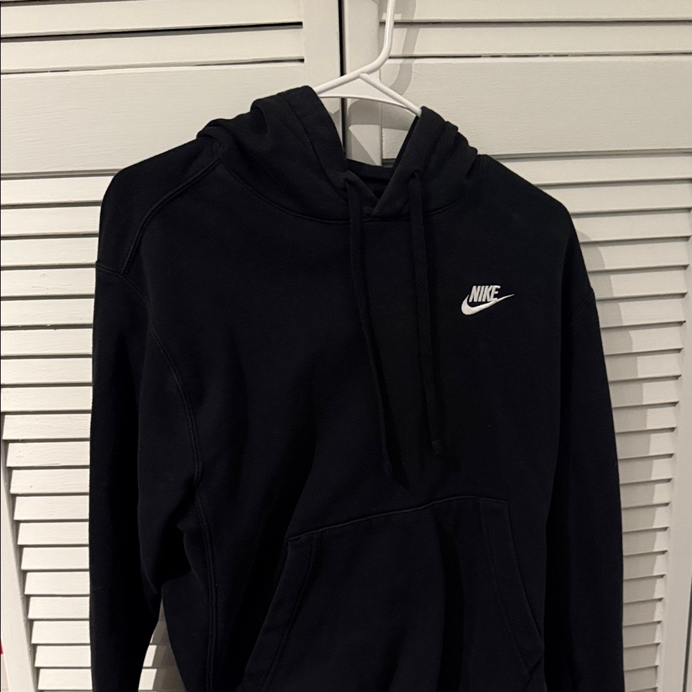 Nike Men's Black Hoodie with White Logo